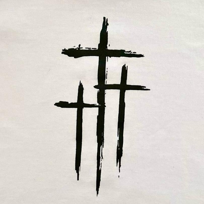 LITTLE DISCIPLES COLLECTION: THREE CROSSES, KIDS T-SHIRT, WHITE