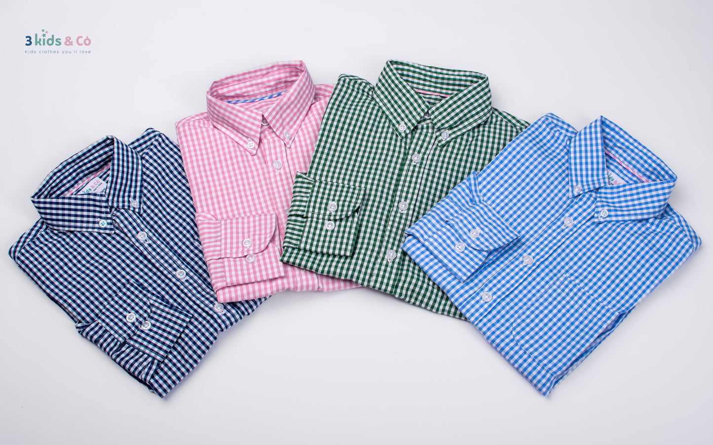 Boys' Long Sleeve Button Down All-Season Gingham Pink Plaid