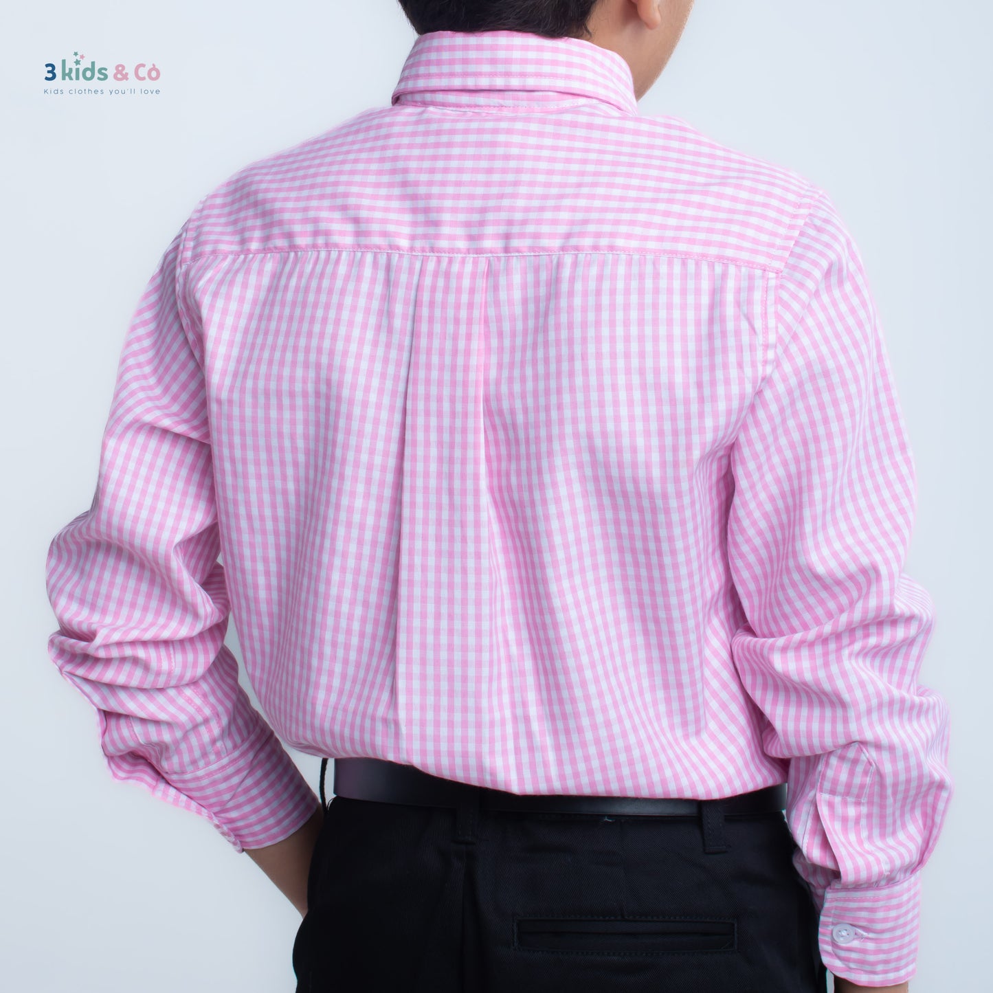 Boys' Long Sleeve Button Down All-Season Gingham Pink Plaid
