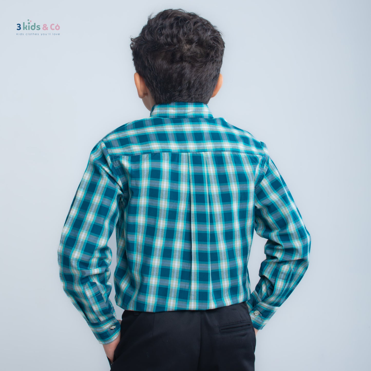 Boys' Long Sleeve Button Down Green Madras Plaid