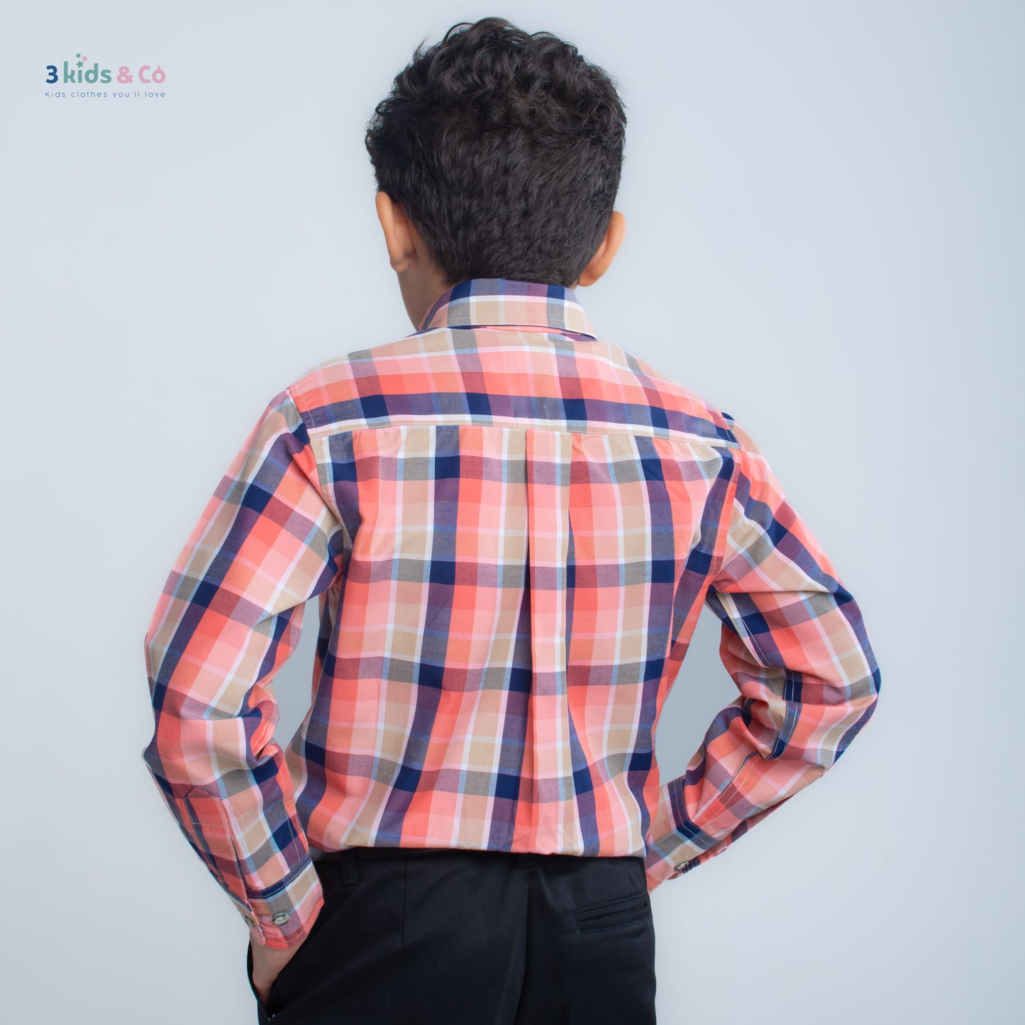 Boys' Long Sleeve Button Down Warm Tones Madras Plaid