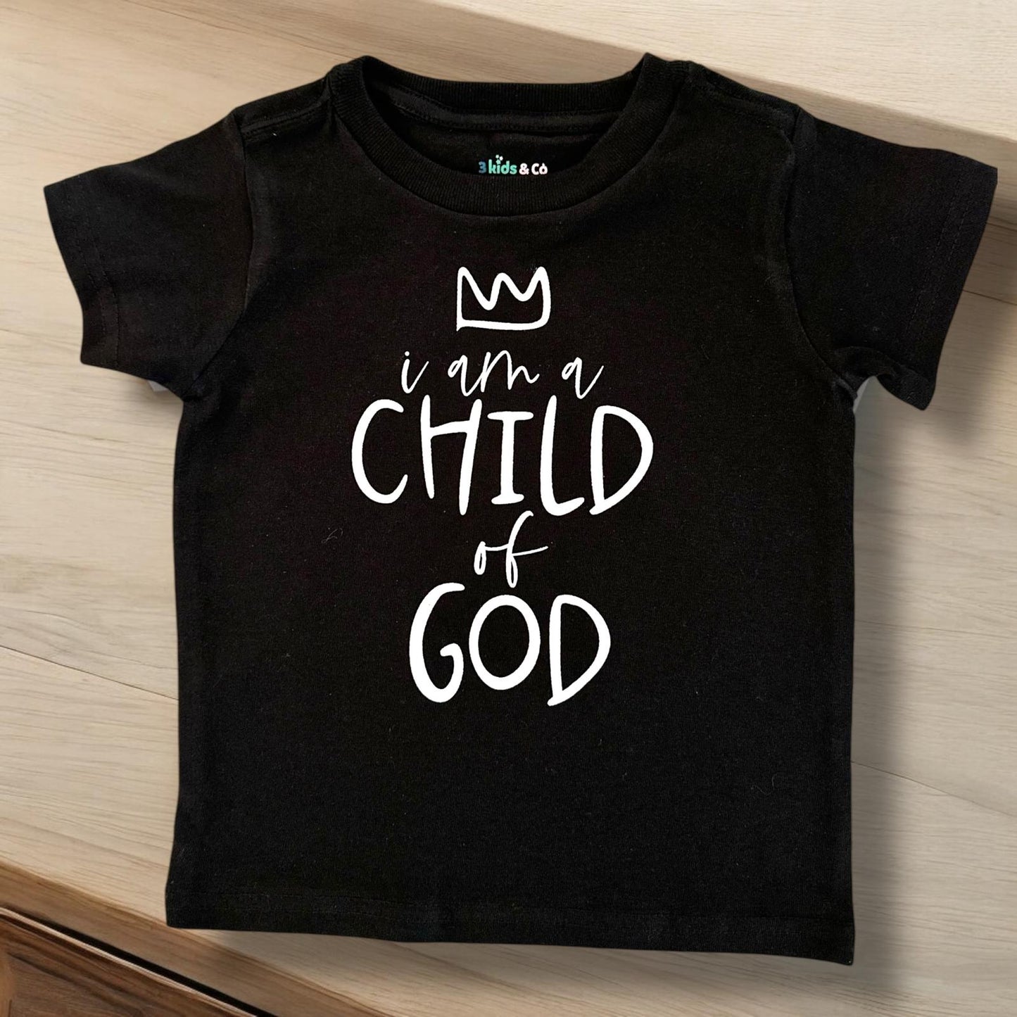 LITTLE DISCIPLES COLLECTION: "I AM A CHILD OF GOD" LITTLE KIDS T-SHIRT, BLACK