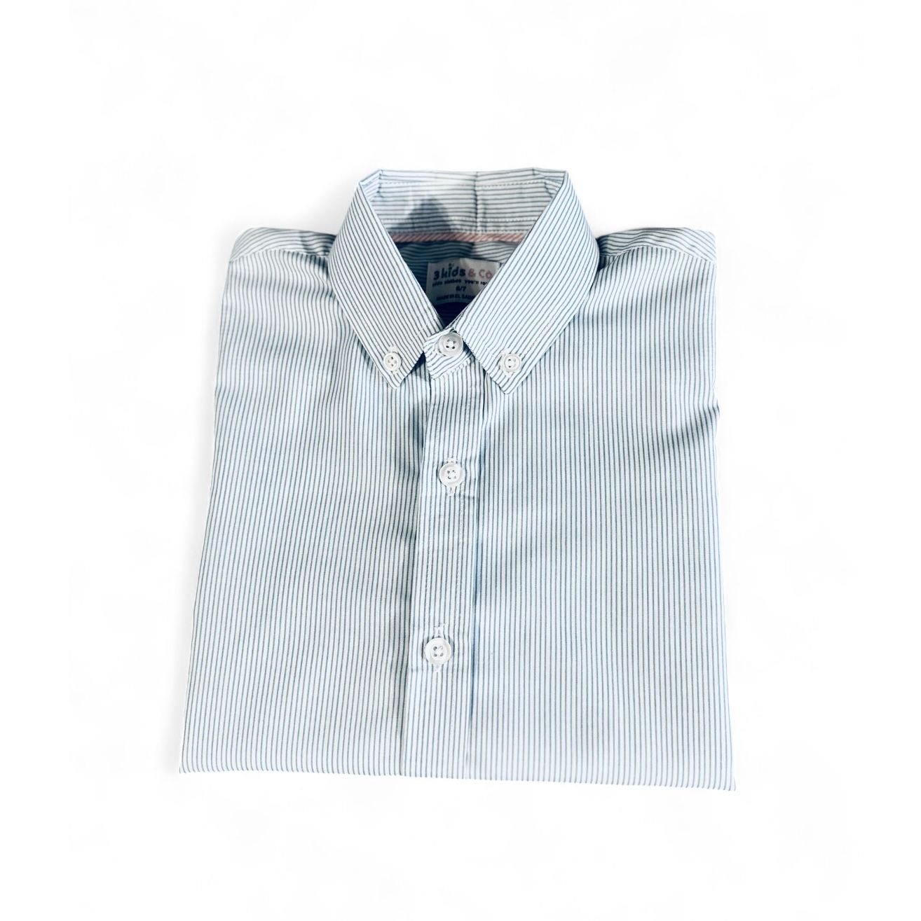 BOYS' BUTTON DOWN LIGHT BLUE PIN STRIPE SHORT SLEEVE