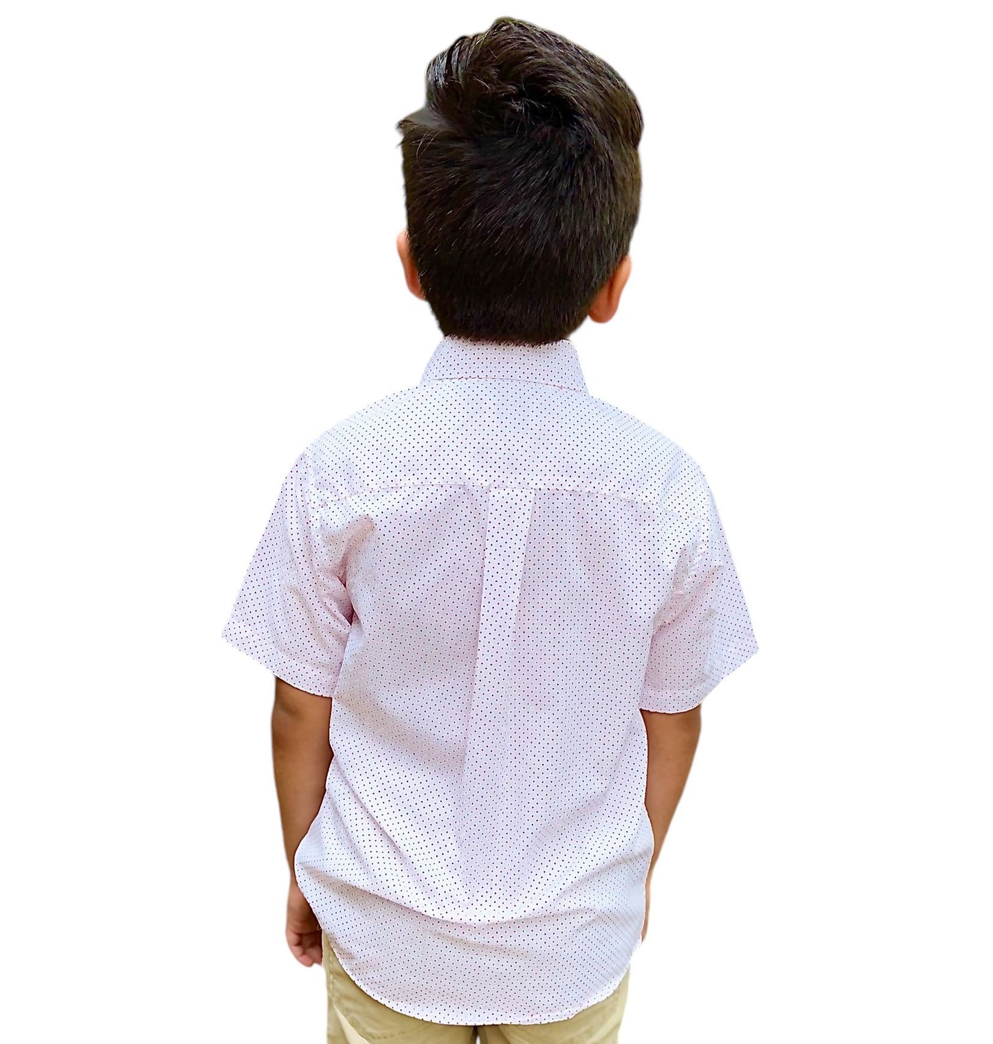 Boys' Short Sleeve Button Down White Red Polka Dot Print
