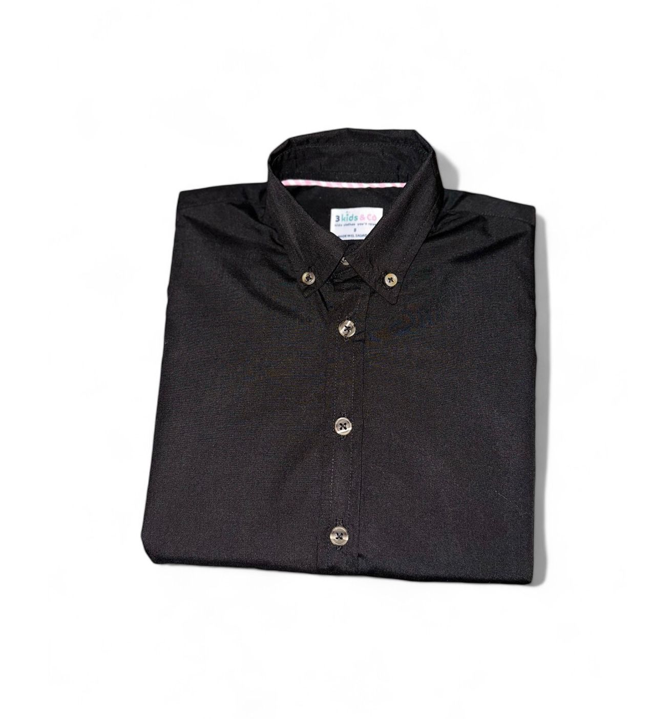 BOYS' SHORT SLEEVE BUTTON DOWN CLASSIC SOLID BLACK