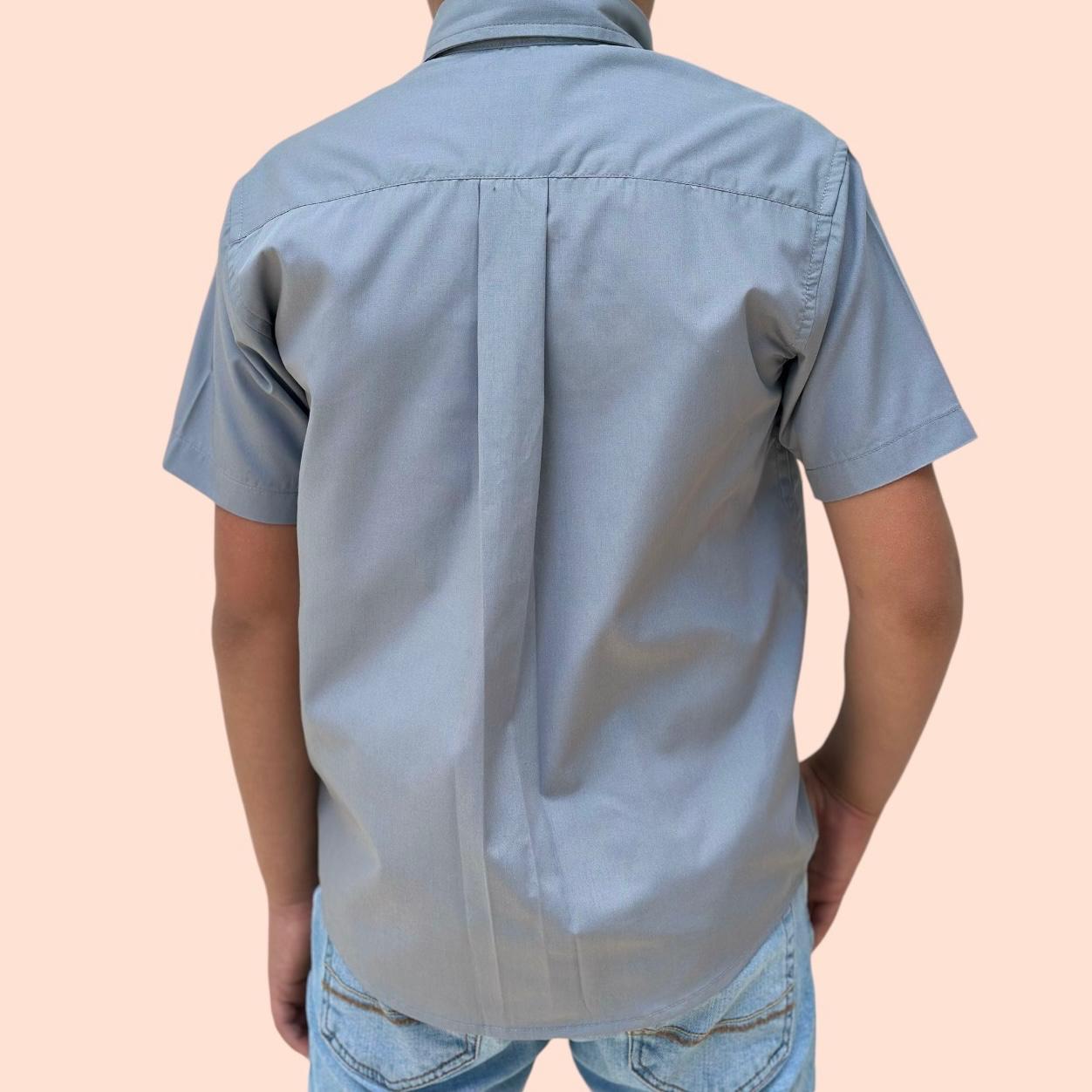 BOYS' SHORT SLEEVE BUTTON DOWN CLASSIC SOLID GRAY