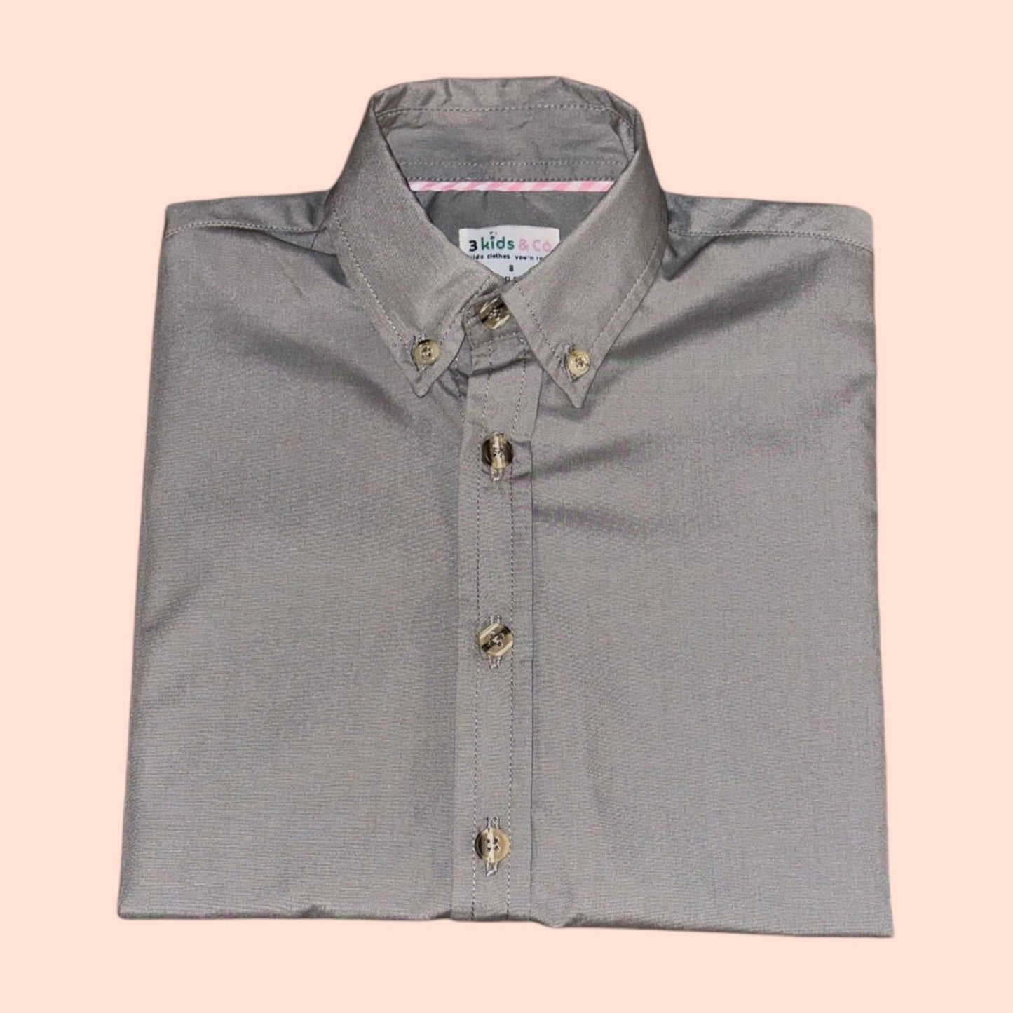 BOYS' SHORT SLEEVE BUTTON DOWN CLASSIC SOLID GRAY