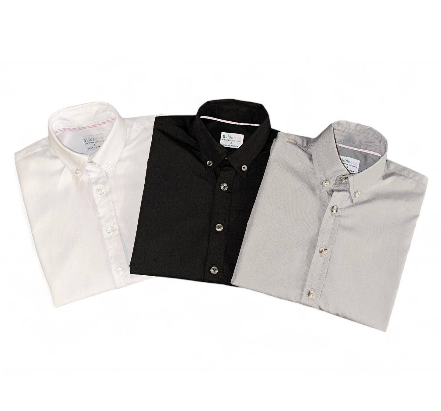 BOYS' SHORT SLEEVE BUTTON DOWN CLASSIC SOLID WHITE