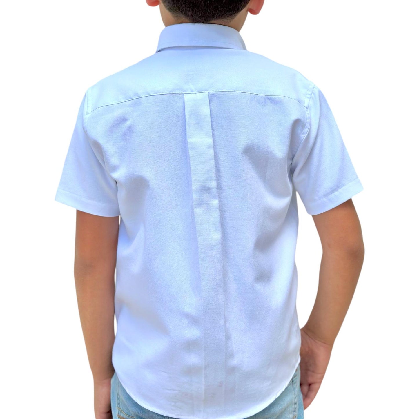 BOYS' SHORT SLEEVE BUTTON DOWN CLASSIC SOLID WHITE