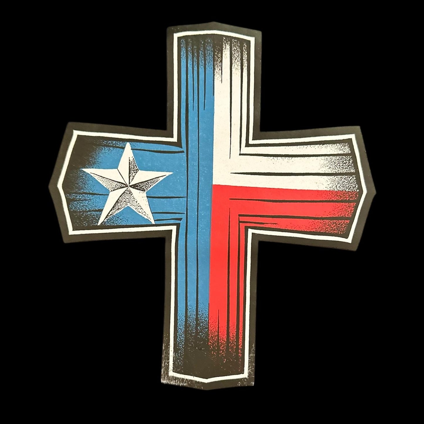 LITTLE DISCIPLES COLLECTION: TEXAS FLAG, CHRISTIAN CROSS BIG KIDS T-SHIRT, BLACK