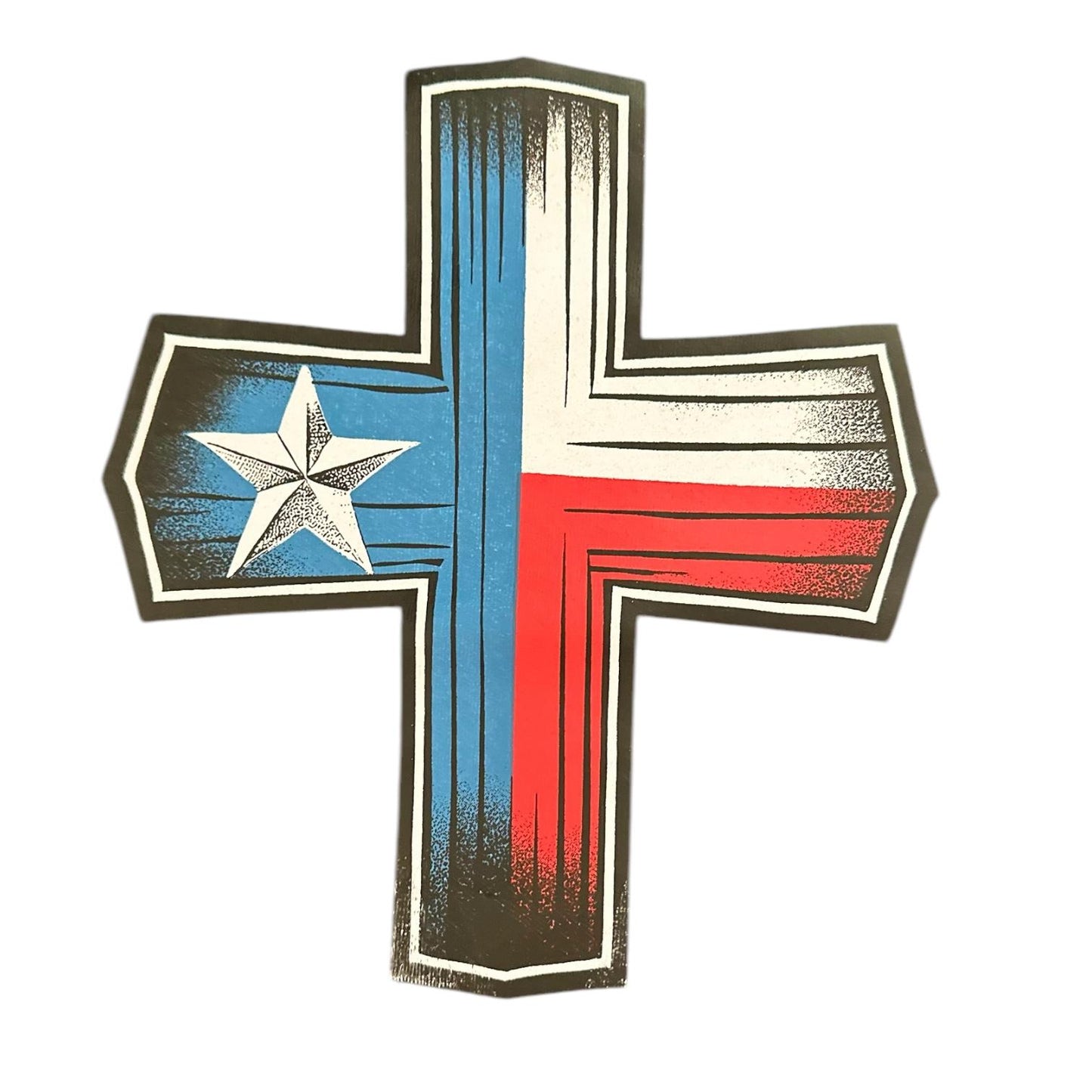LITTLE DISCIPLES COLLECTION: TEXAS FLAG, CHRISTIAN CROSS BIG KIDS T-SHIRT, WHITE