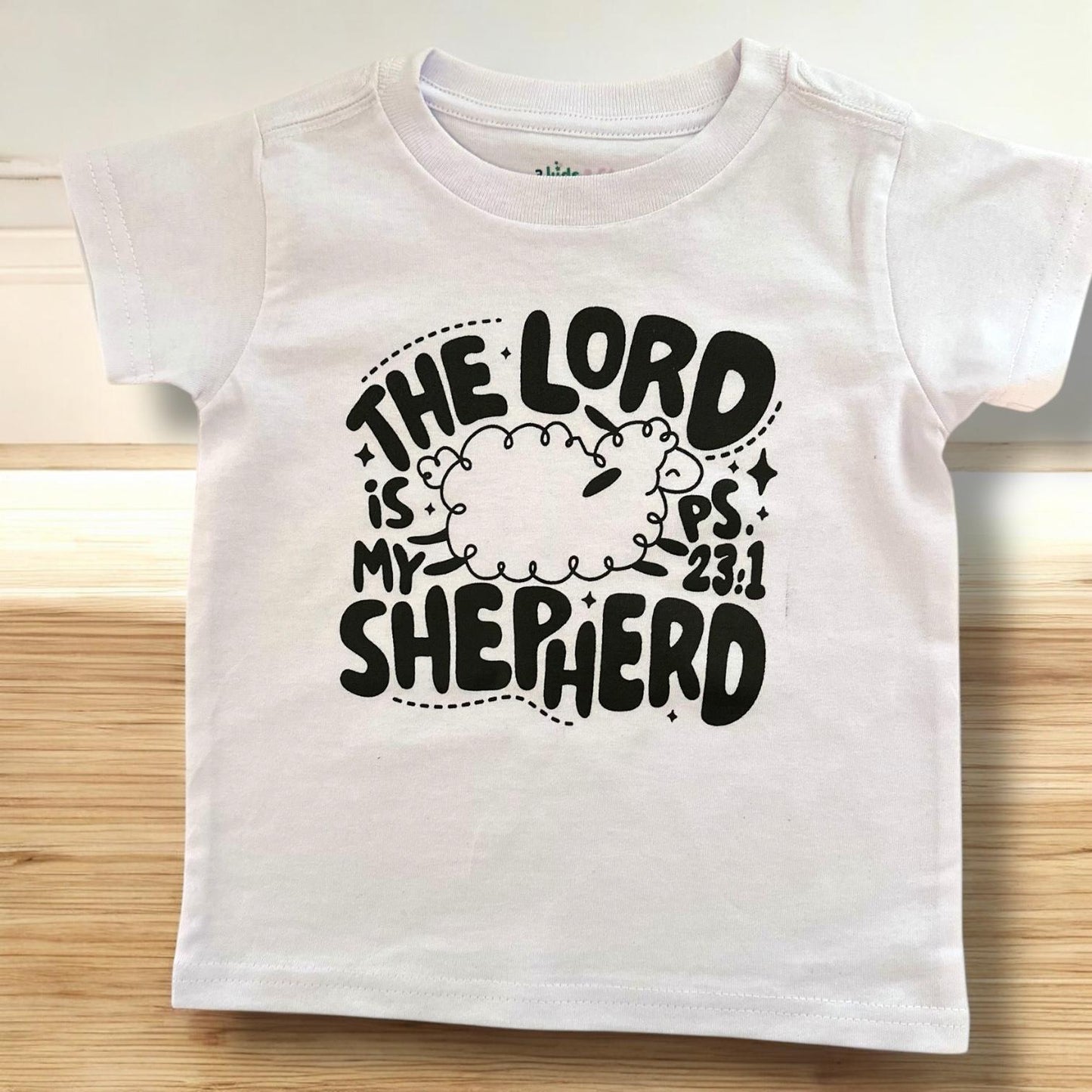 LITTLE DISCIPLES COLLECTION: THE LORD IS MY SHEPHERD LITTLE KIDS T-SHIRT, WHITE
