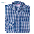 Boys' Long Sleeve Button Down All-Season Gingham Navy Plaid