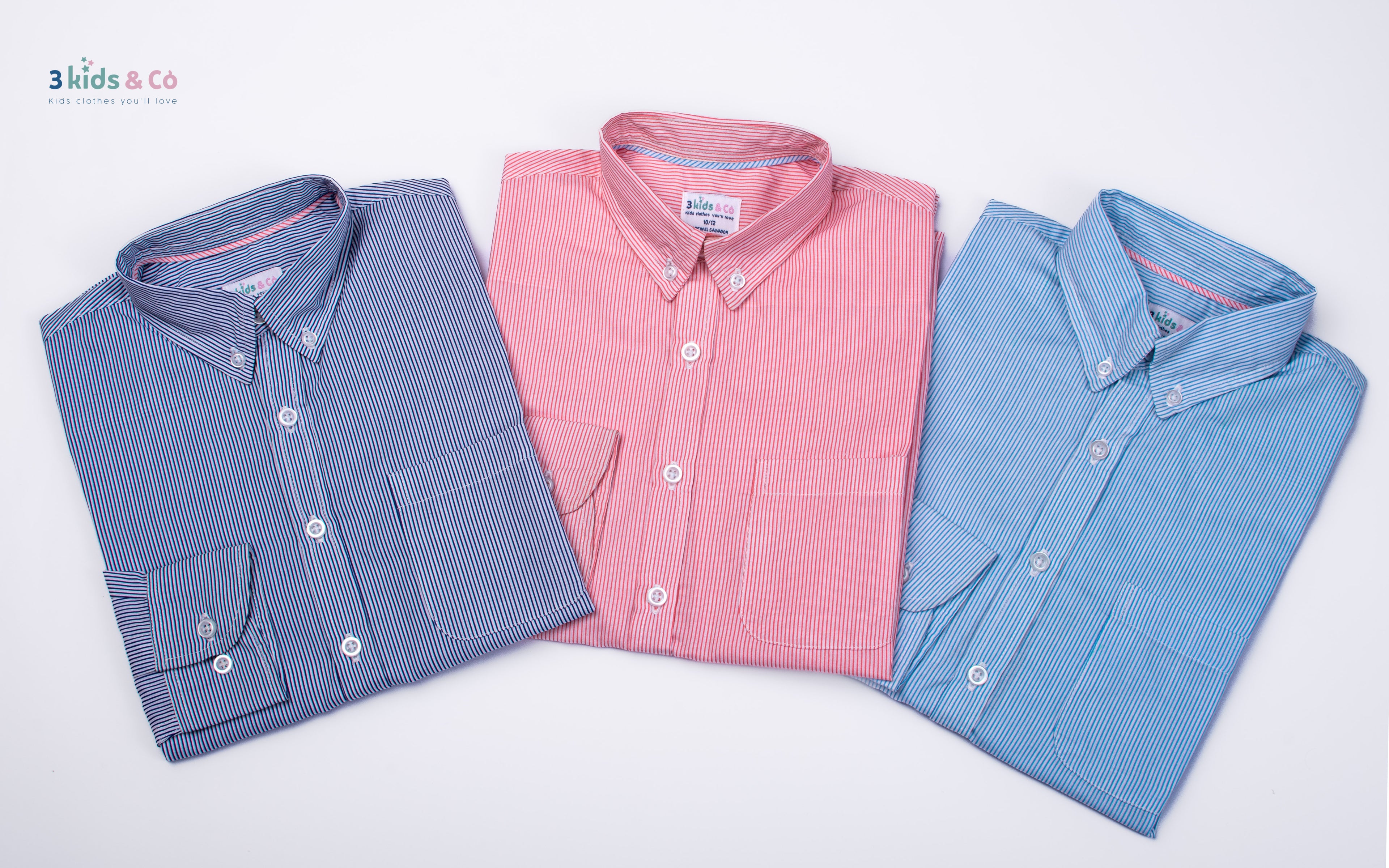 Boys' Long Sleeve Button Down Blue Pinstriped Shirt