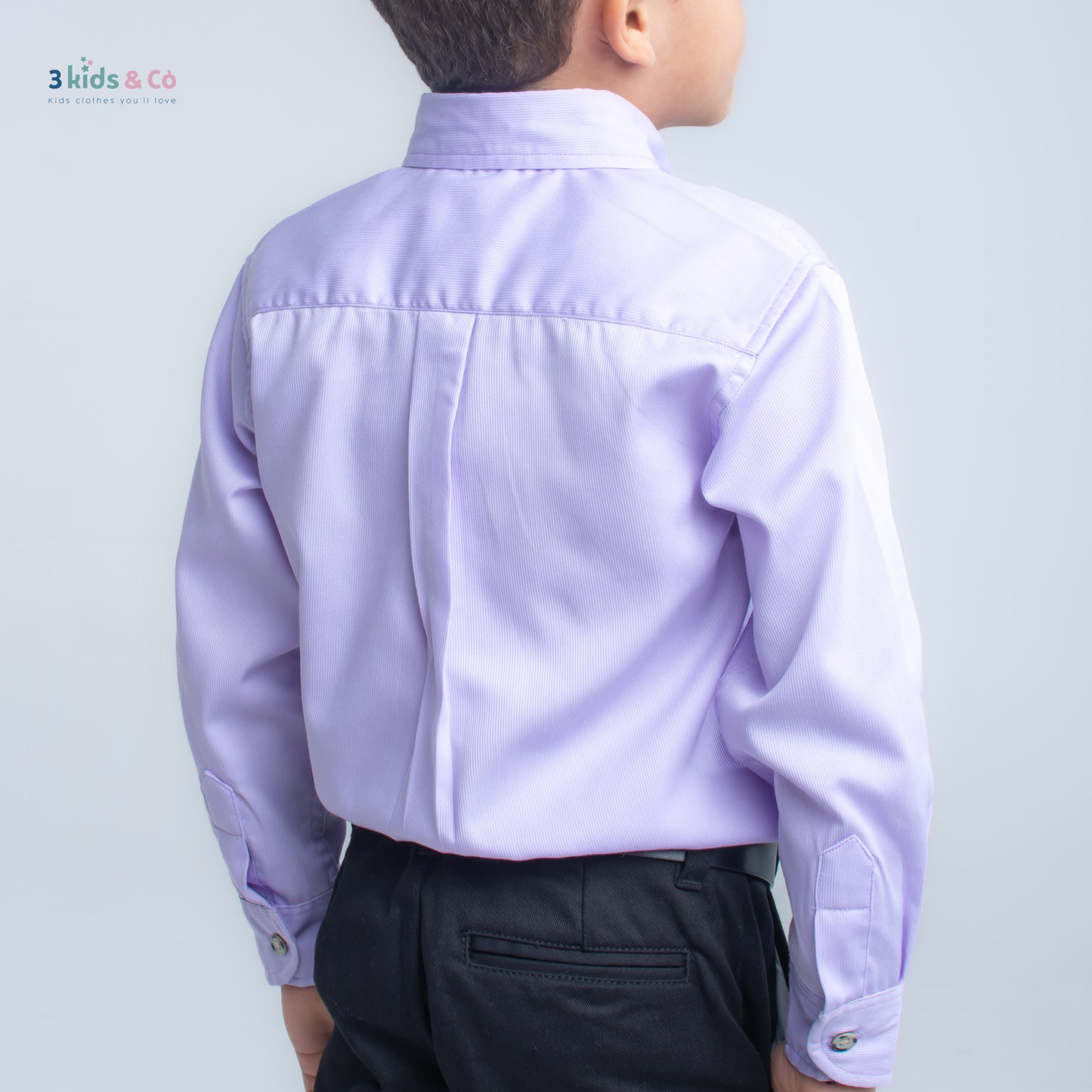 Boys' Button Down Long Sleeve Pique Periwinkle Textured Solids