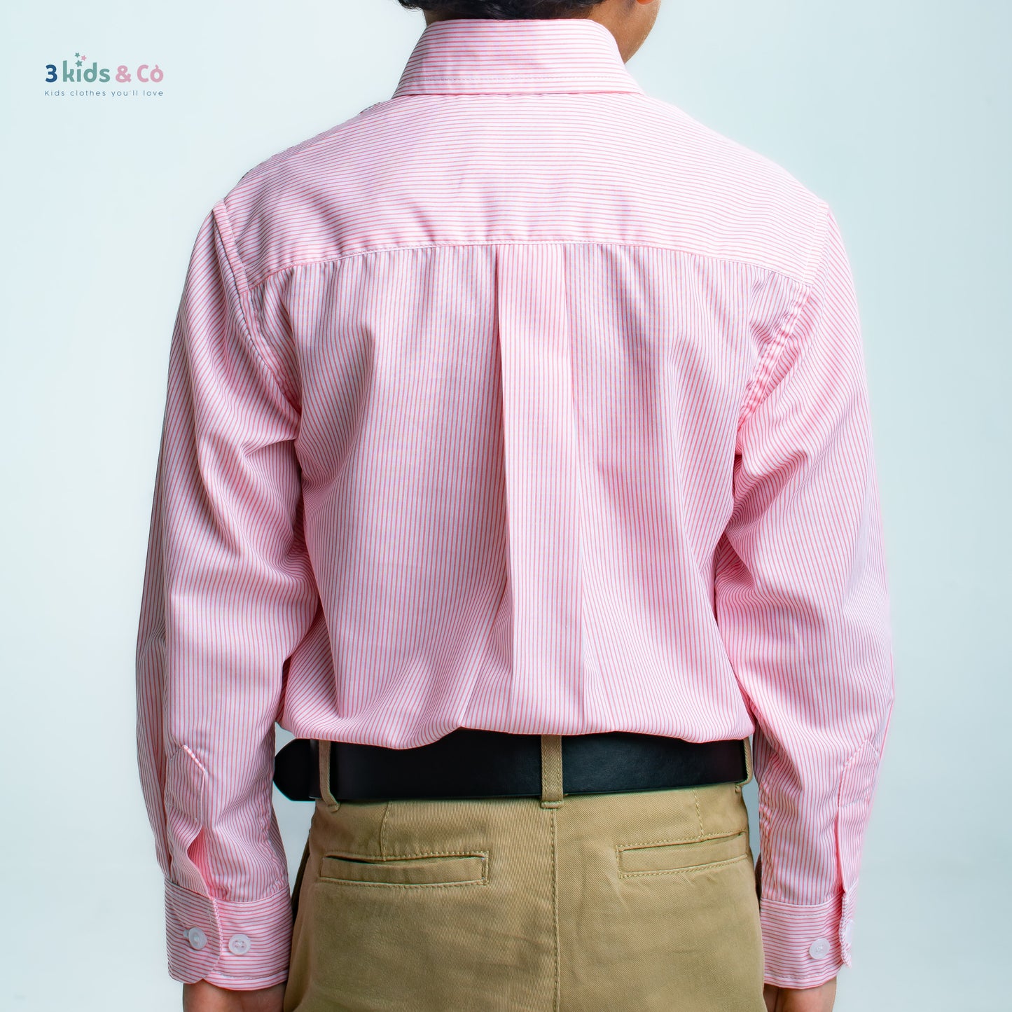 Boys' Long Sleeve Button Down Pink Pinstriped Shirt