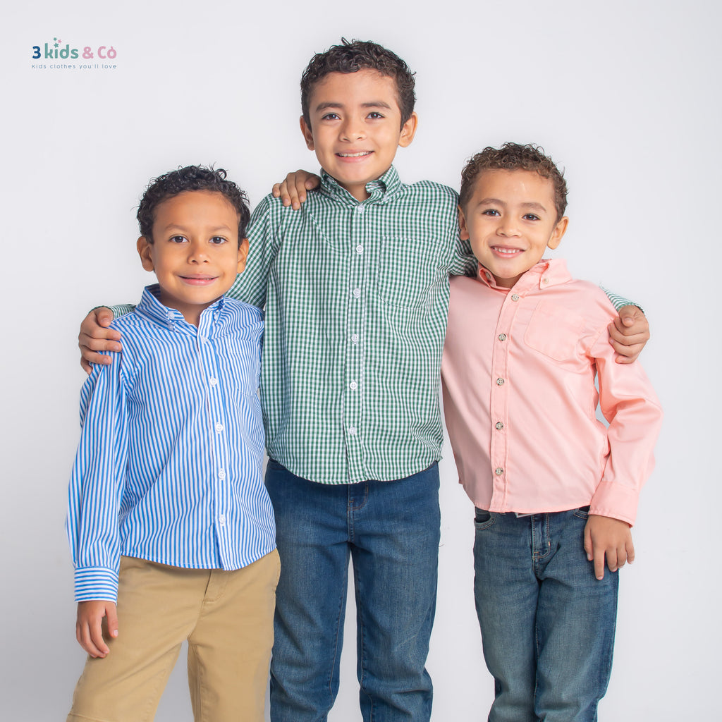 Boys' Button Down Long Sleeve Blue Striped Shirt