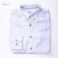 Boys' Button Down Long Sleeve White Pique  Textured Solid