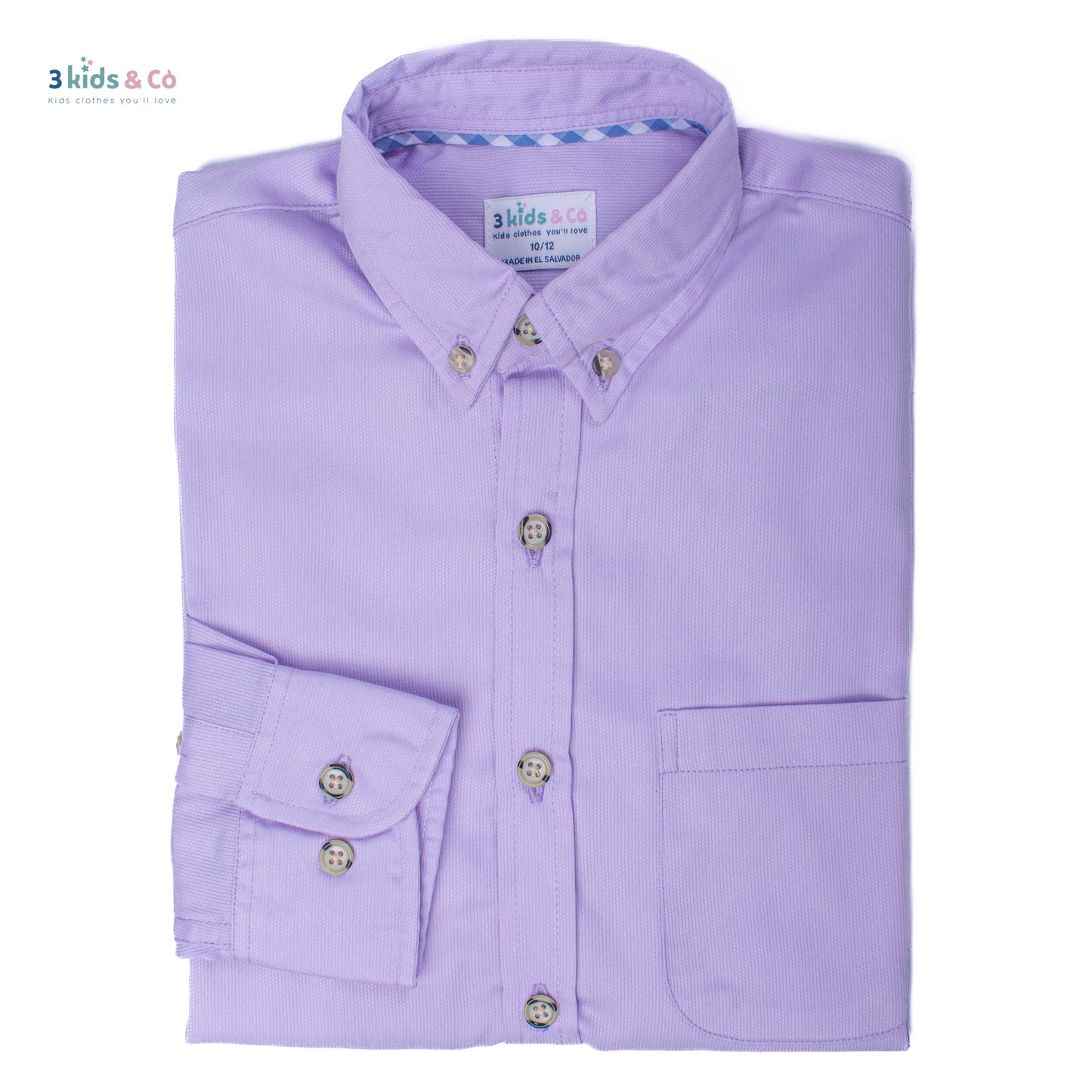 Boys' Button Down Long Sleeve Pique Periwinkle Textured Solids