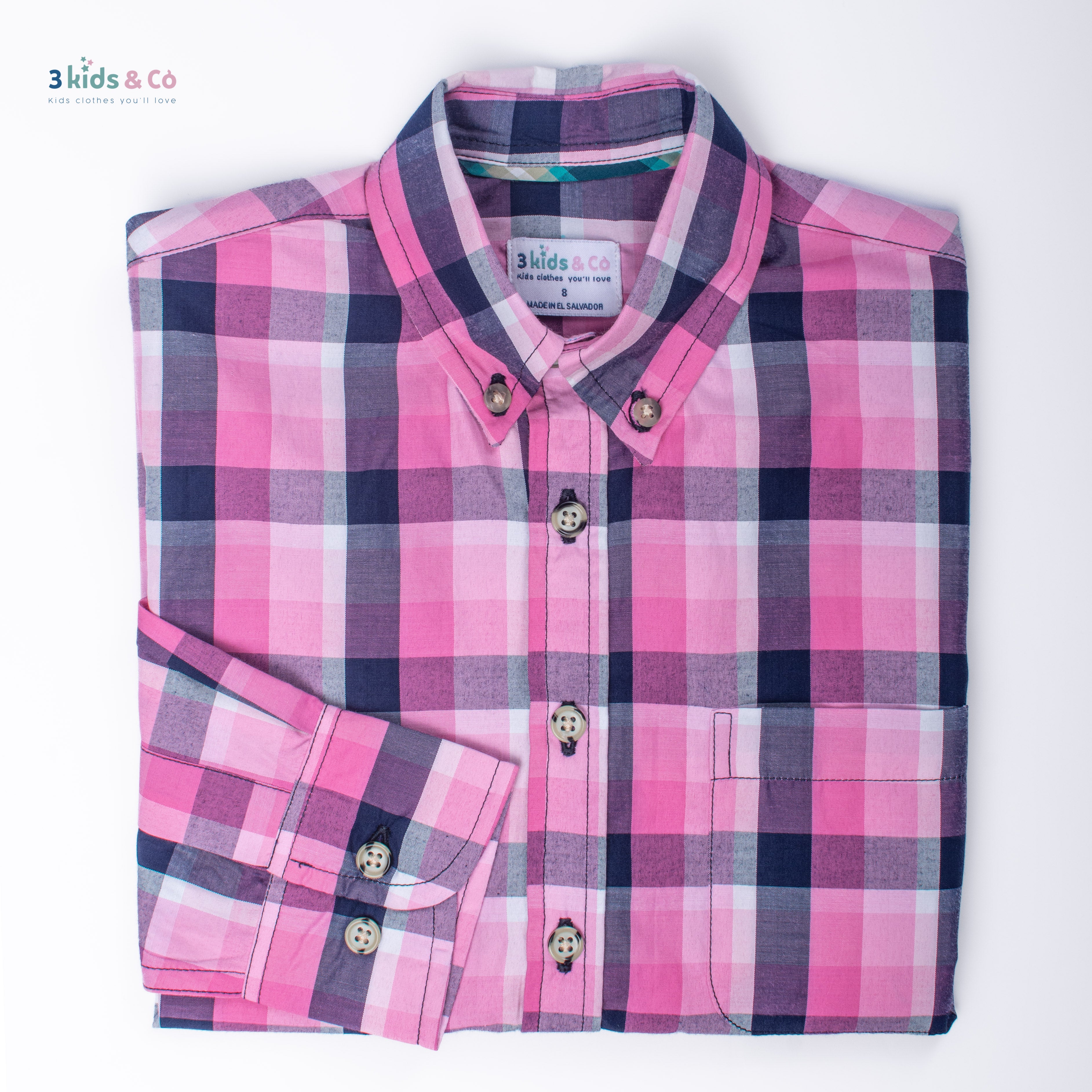 Boys' Long Sleeve Button Down Pink  Madras Plaid
