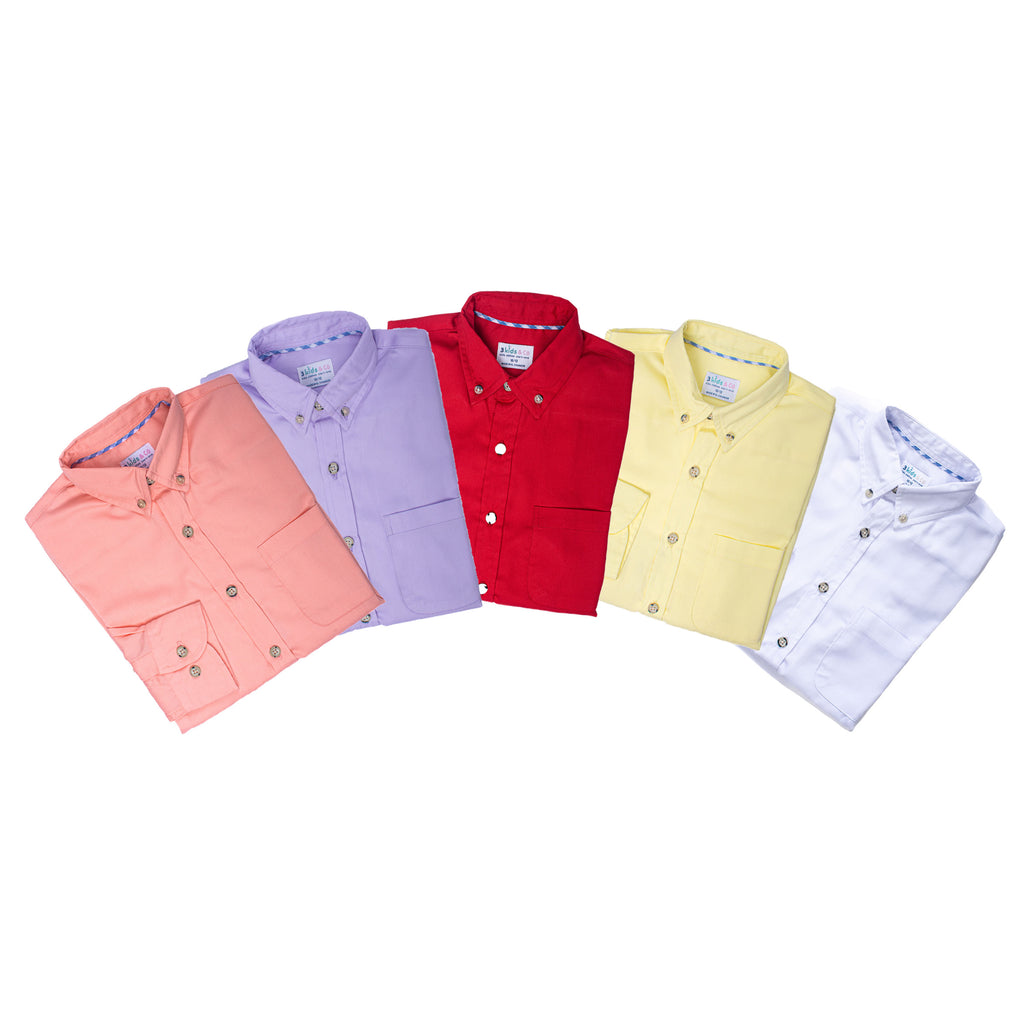 Boys' Button Down Long Sleeve Pique Periwinkle Textured Solids
