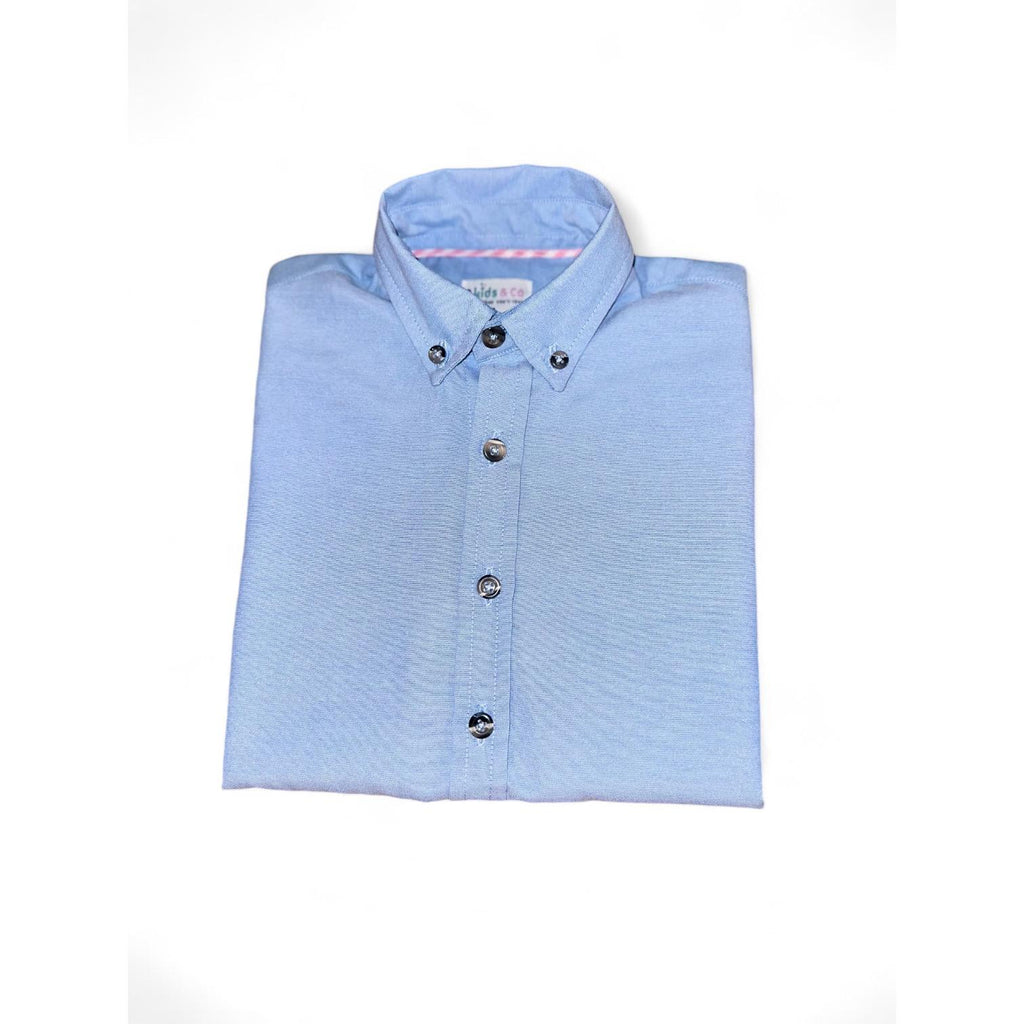 Boys Short Sleeve Button Down Light Blue Chambray