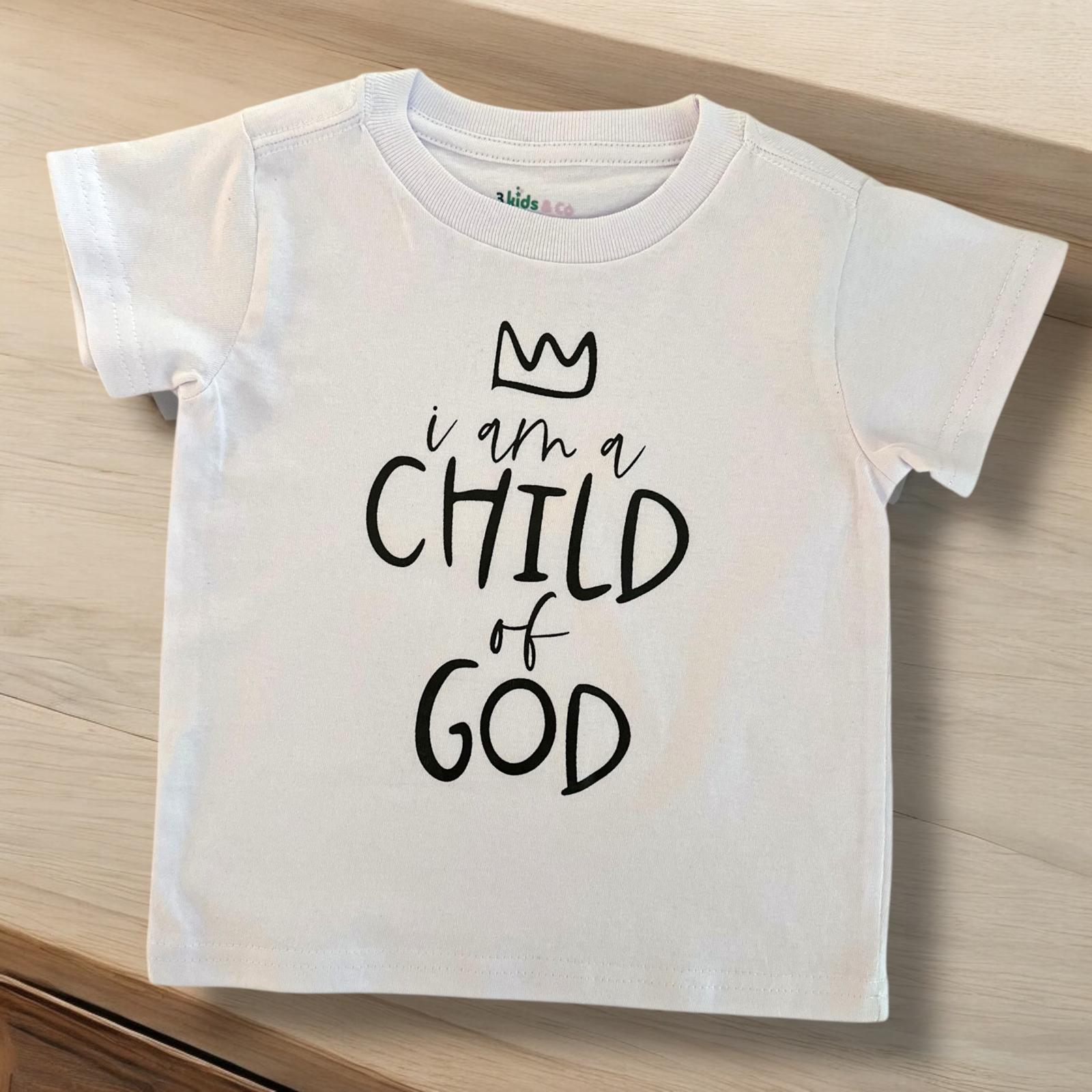 LITTLE DISCIPLES COLLECTION: "I AM A CHILD OF GOD" LITTLE KIDS T-SHIRT, WHITE