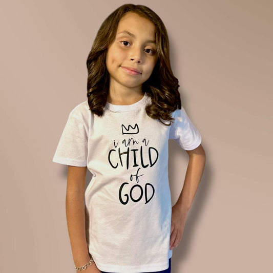 LITTLE DISCIPLES COLLECTION: "I AM A CHILD OF GOD" LITTLE KIDS T-SHIRT, WHITE