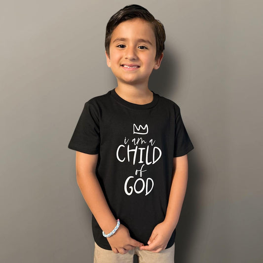 LITTLE DISCIPLES COLLECTION: "I AM A CHILD OF GOD" LITTLE KIDS T-SHIRT, BLACK