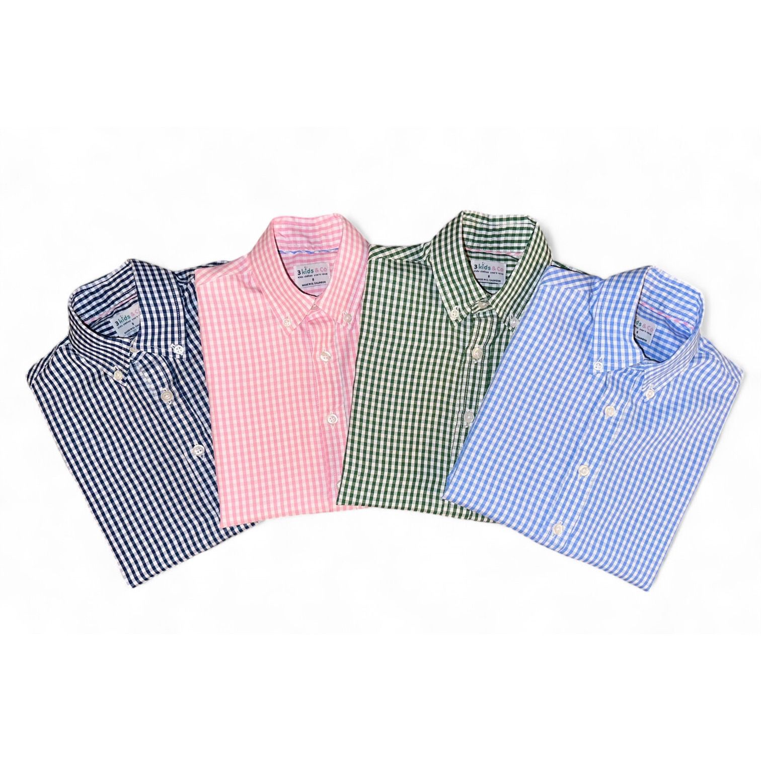 Boys' Button Down Pink All-Season Gingham Plaid - 2-3