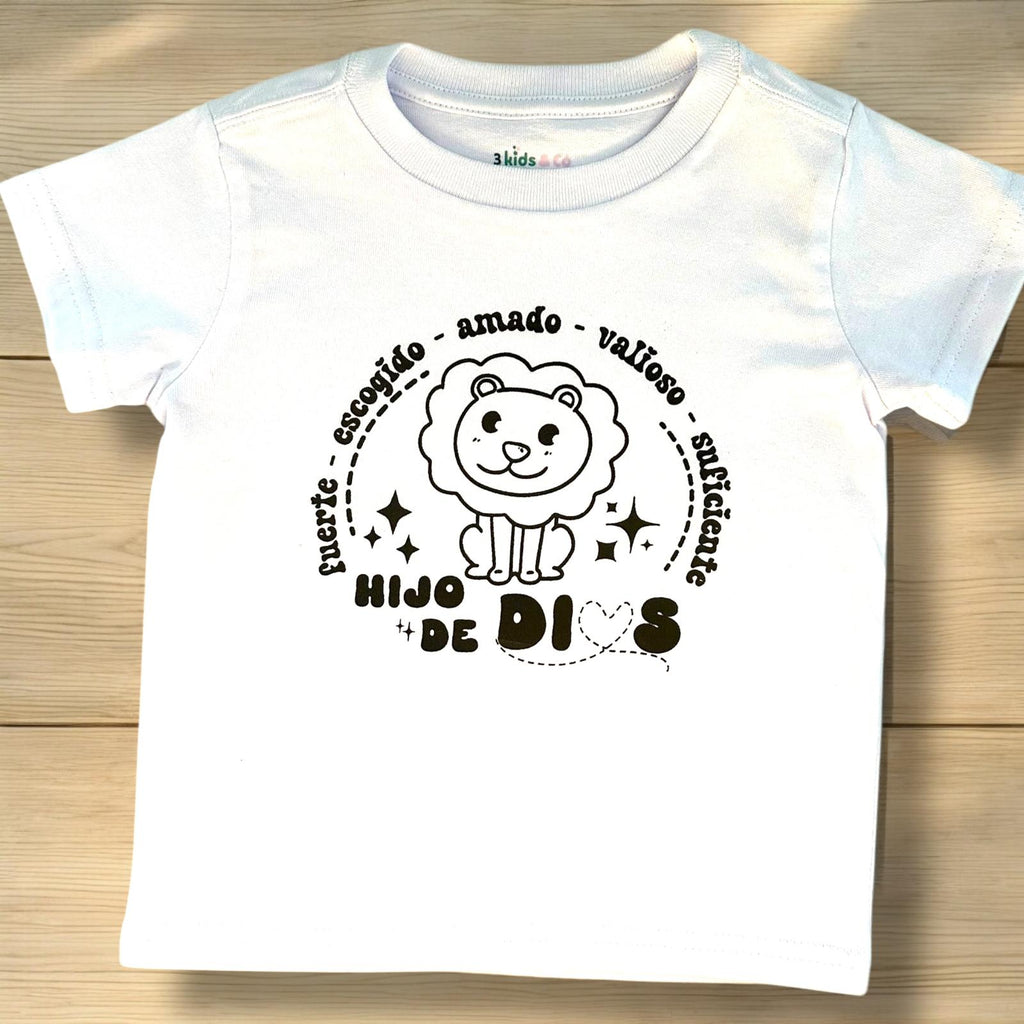 LITTLE DISCIPLES COLLECTION: "HIJO DE DIOS" LITTLE KIDS T-SHIRT, WHITE