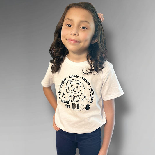 LITTLE DISCIPLES COLLECTION: "HIJO DE DIOS" LITTLE KIDS T-SHIRT, WHITE