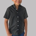 Boys' Short Sleeve Button Down Black Polka Dot Print Short Sleeve