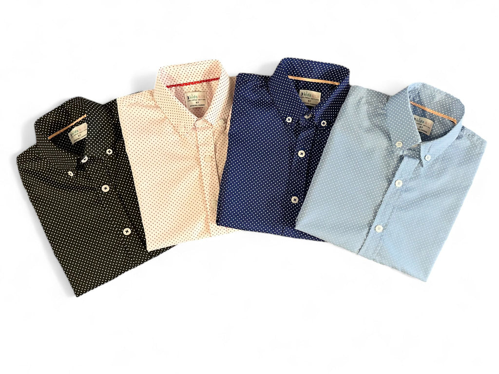 Boys' Short Sleeve Button Down White Red Polka Dot Print