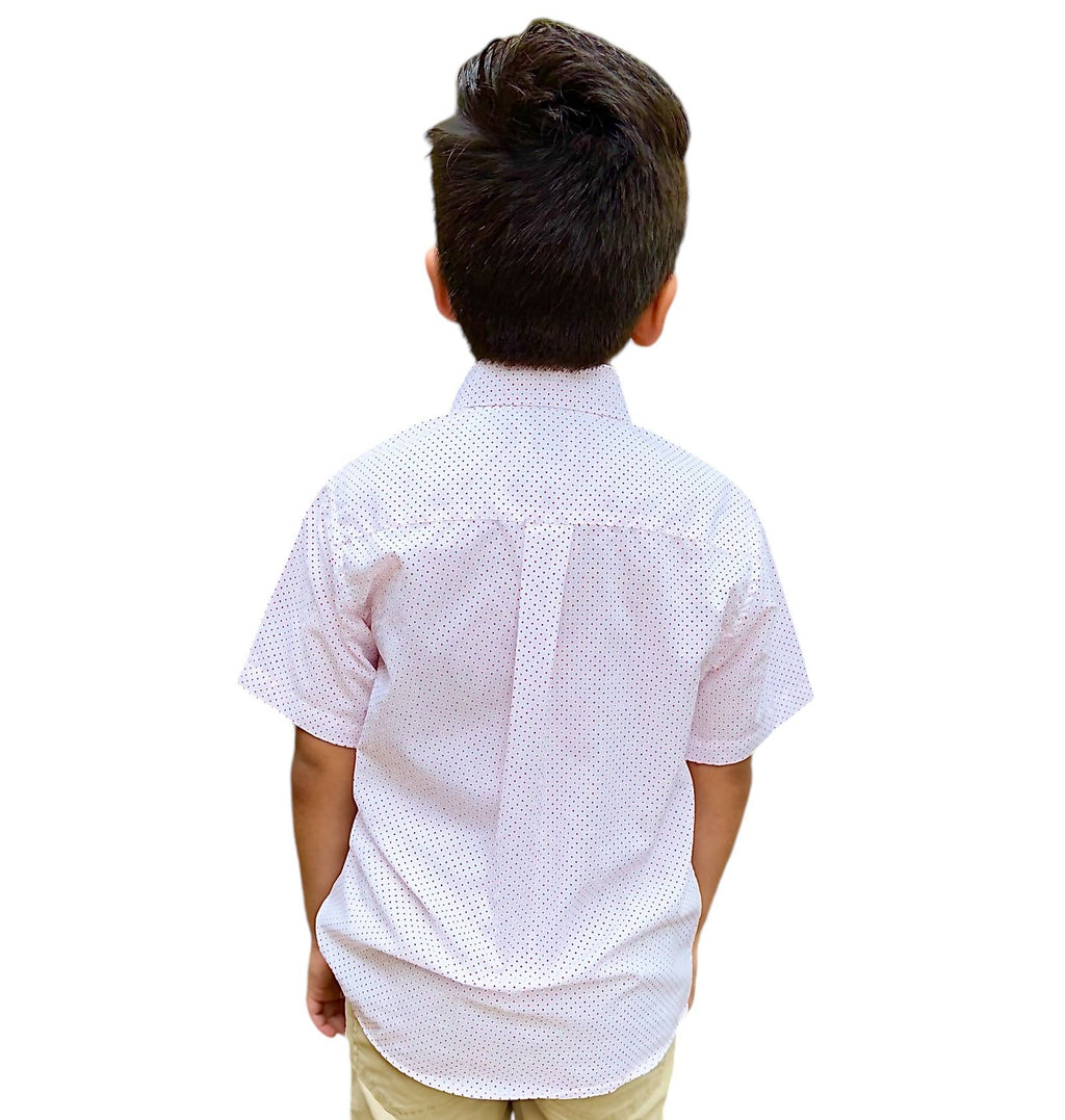 Boys' Short Sleeve Button Down White Red Polka Dot Print