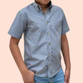 BOYS' SHORT SLEEVE BUTTON DOWN CLASSIC SOLID GRAY