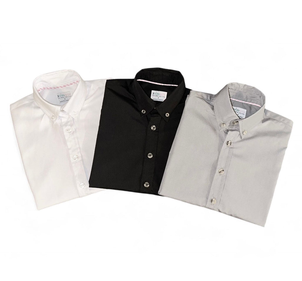 BOYS' SHORT SLEEVE BUTTON DOWN CLASSIC SOLID BLACK