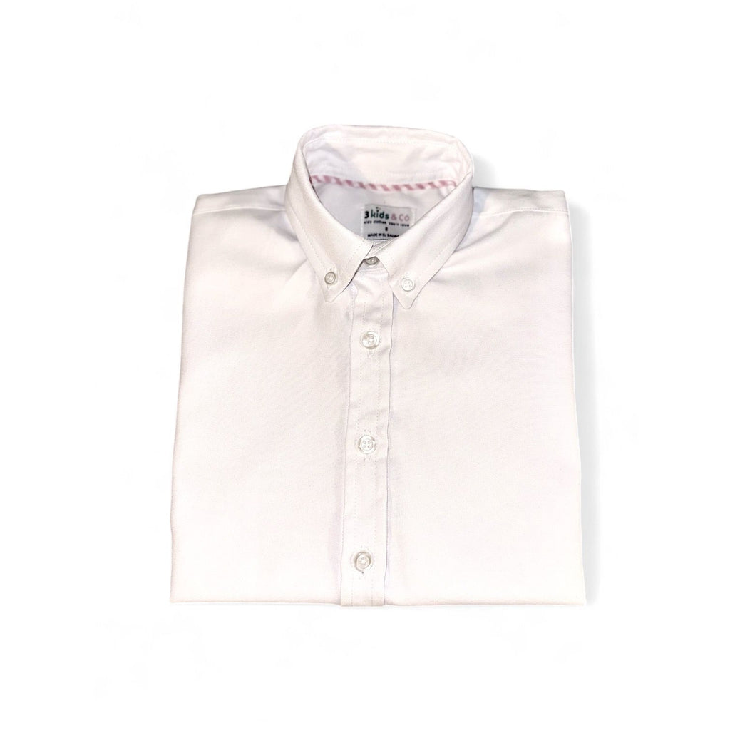 BOYS' SHORT SLEEVE BUTTON DOWN CLASSIC SOLID WHITE