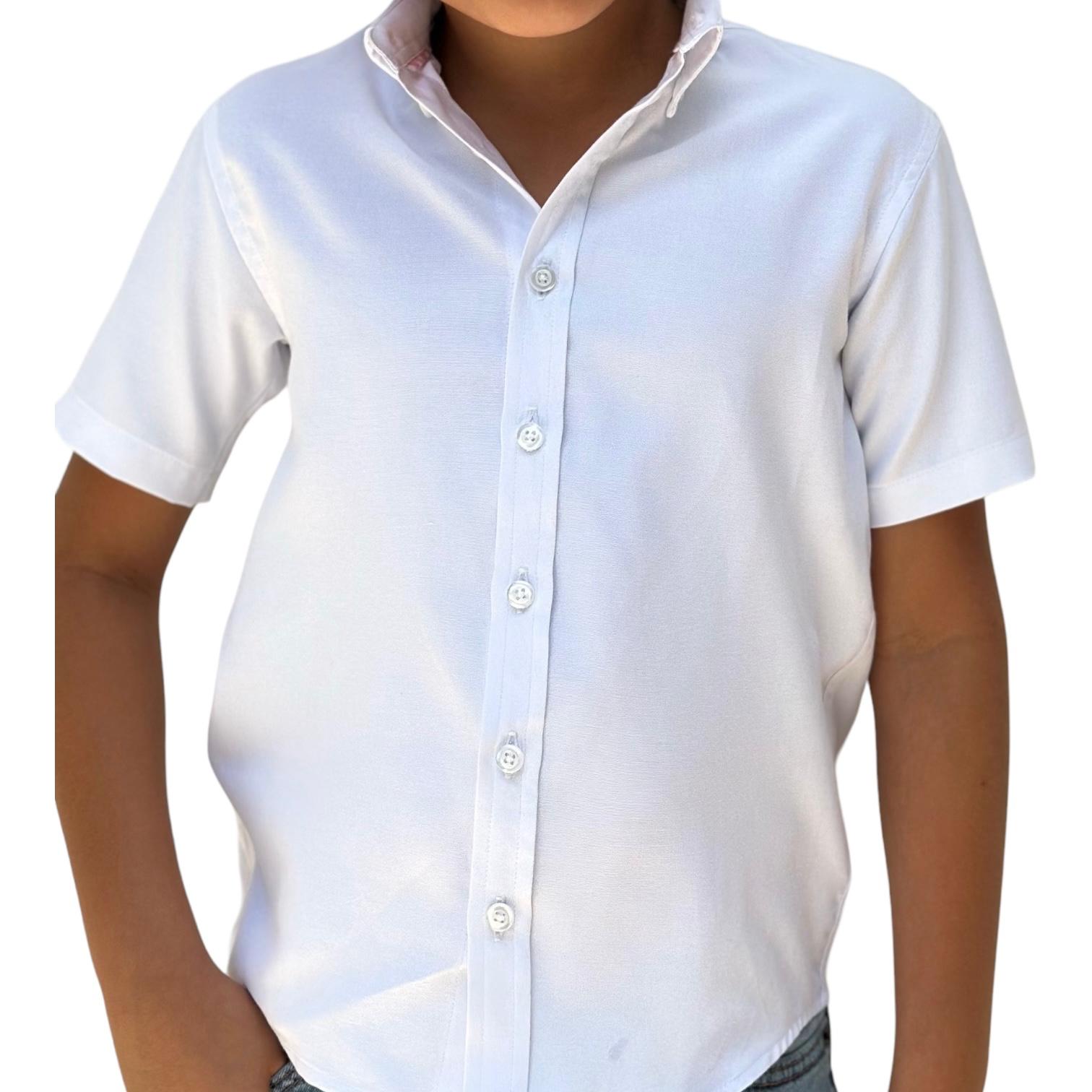 BOYS' SHORT SLEEVE BUTTON DOWN CLASSIC SOLID WHITE