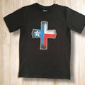 LITTLE DISCIPLES COLLECTION: TEXAS FLAG, CHRISTIAN CROSS BIG KIDS T-SHIRT, BLACK