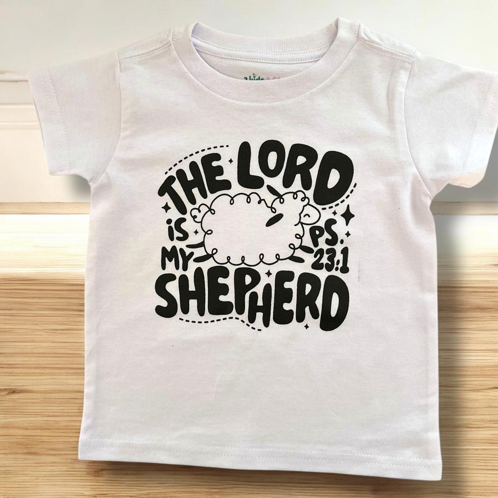 LITTLE DISCIPLES COLLECTION: THE LORD IS MY SHEPHERD LITTLE KIDS T-SHIRT, WHITE